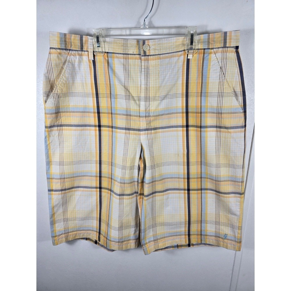 Phat Farm Plaid Shorts Men's Size 42 Yellow Blue Casual‎